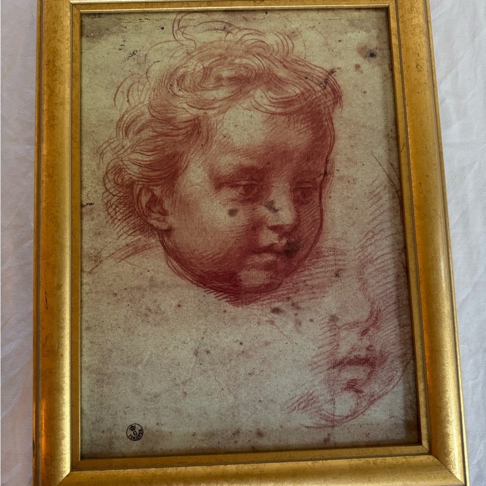 Vintage Italian “Head of a Child" - Framed Gallery Print from Firenze, Italy